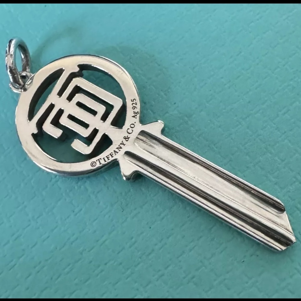 Tiffany & Co. Modern Logo Key Charm Sterling Silver RARE